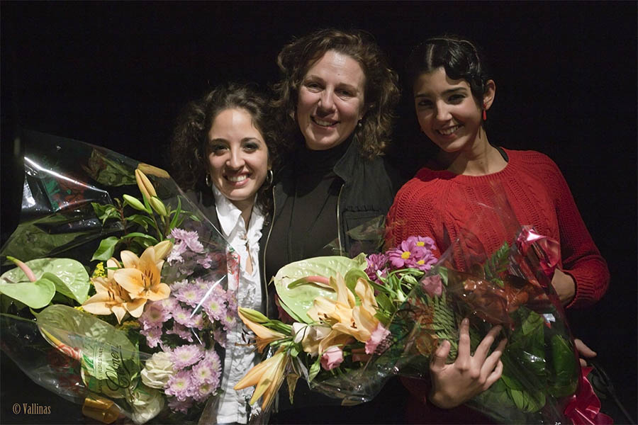 Lidón Patiño, Lidia Lechado y Marta Nogal tras la entrega de premios del Certamen Coreográfico de Danza Española y Flamenco de Madrid